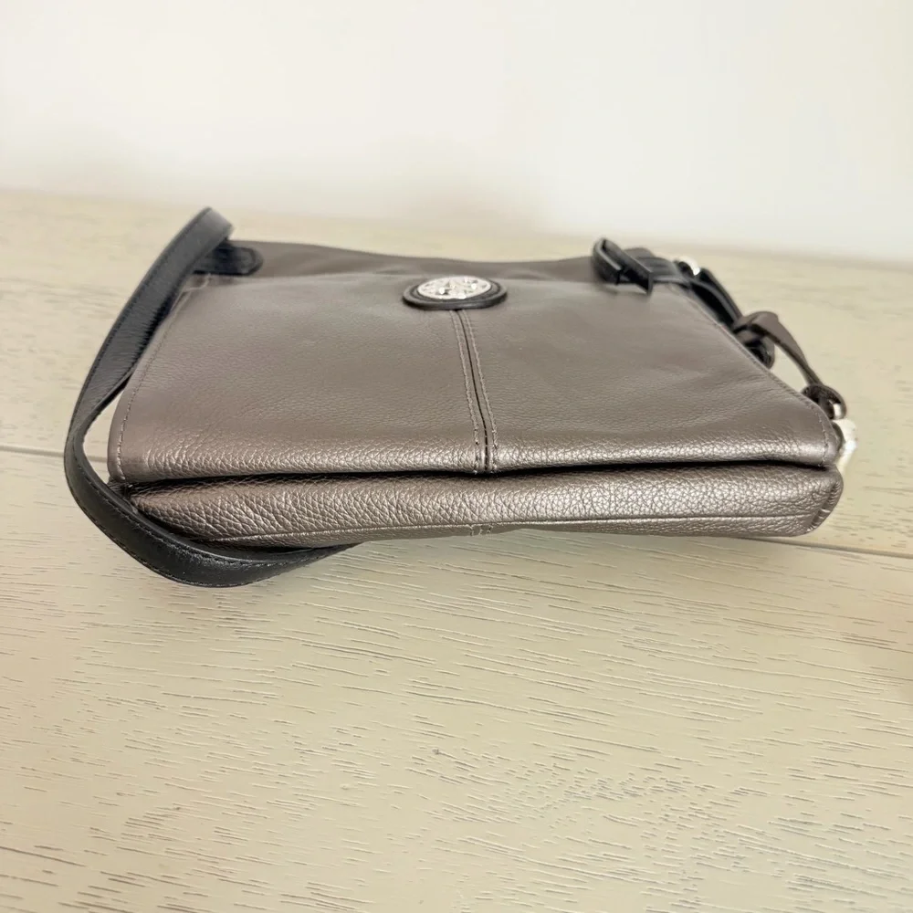 NWT Brighton Brown Taupe Brown Sullivan Expandable Crossbody Bag Purse Leather - Picture 6 of 8